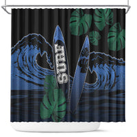 Surfing Shower Curtain Retro Waves Dot Halftone