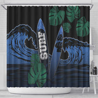 Surfing Shower Curtain Retro Waves Dot Halftone