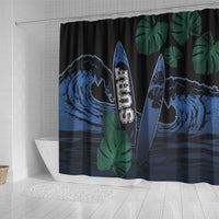 Surfing Shower Curtain Retro Waves Dot Halftone