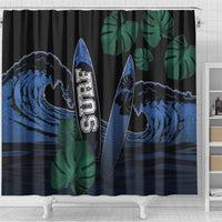 Surfing Shower Curtain Retro Waves Dot Halftone