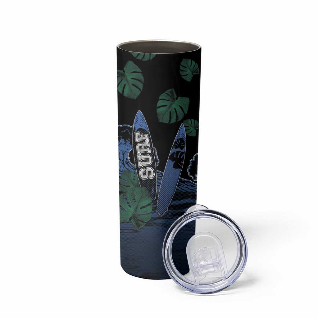 Custom Surfing Skinny Tumbler Retro Waves Dot Halftone