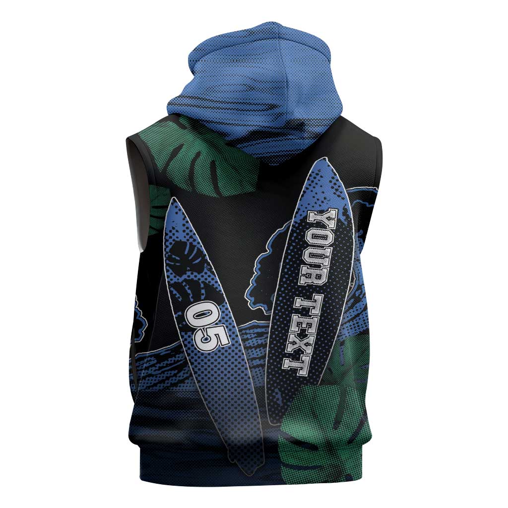 Custom Surfing Sleeveless Hoodie Retro Waves Dot Halftone