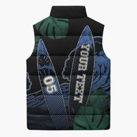 Custom Surfing Sleeveless Puffer Jacket Retro Waves Dot Halftone