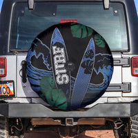 Surfing Spare Tire Cover Retro Waves Dot Halftone