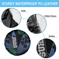 Surfing Spare Tire Cover Retro Waves Dot Halftone
