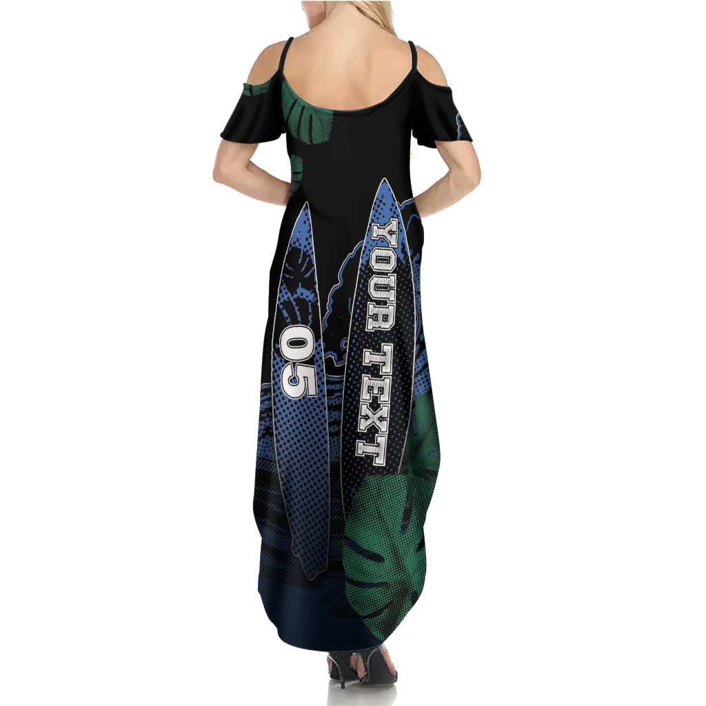 Custom Surfing Summer Maxi Dress Retro Waves Dot Halftone