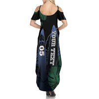 Custom Surfing Summer Maxi Dress Retro Waves Dot Halftone