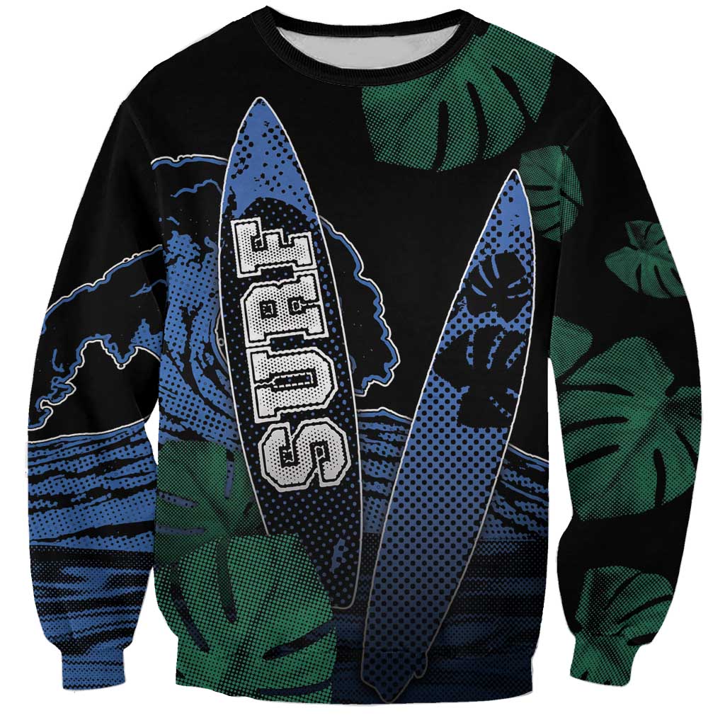 Custom Surfing Sweatshirt Retro Waves Dot Halftone