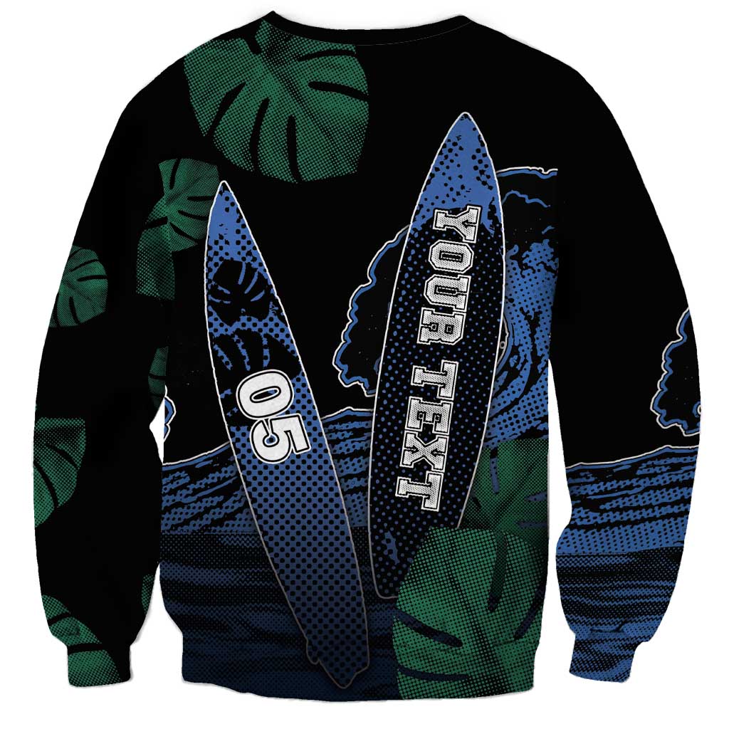 Custom Surfing Sweatshirt Retro Waves Dot Halftone