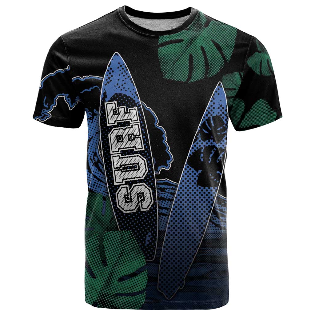 Custom Surfing T Shirt Retro Waves Dot Halftone