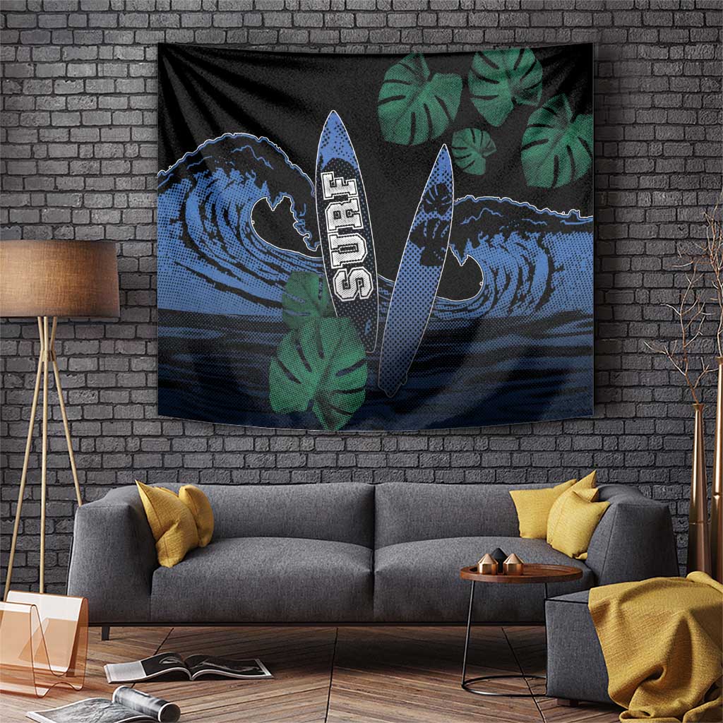 Surfing Tapestry Retro Waves Dot Halftone