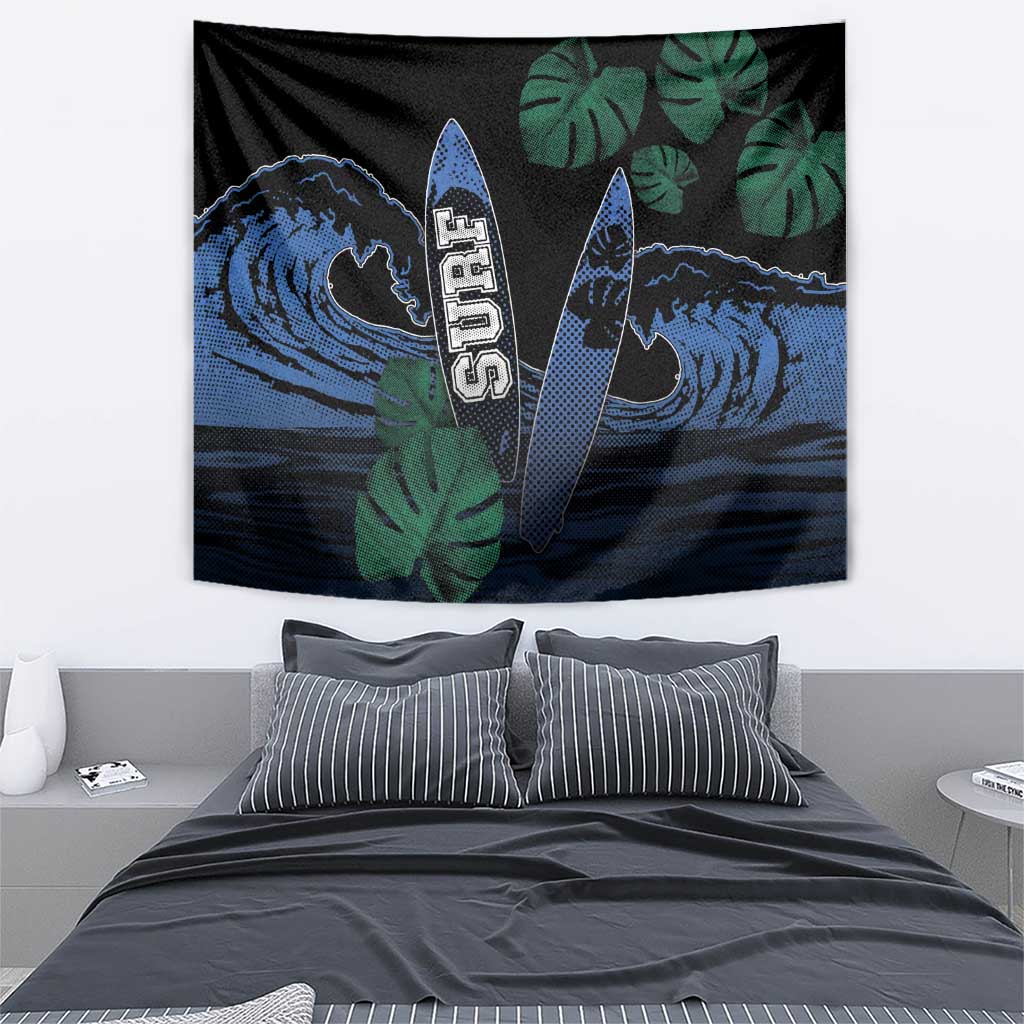 Surfing Tapestry Retro Waves Dot Halftone