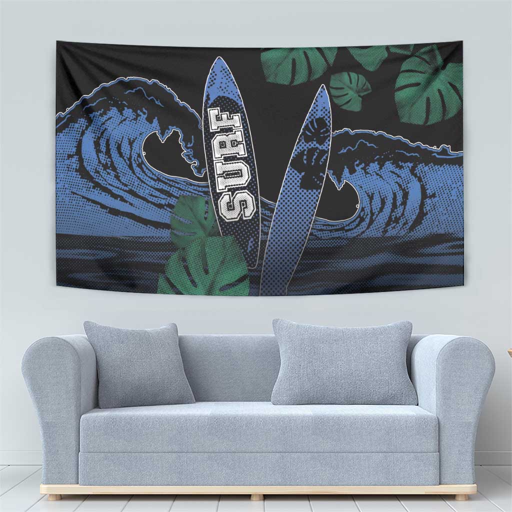 Surfing Tapestry Retro Waves Dot Halftone