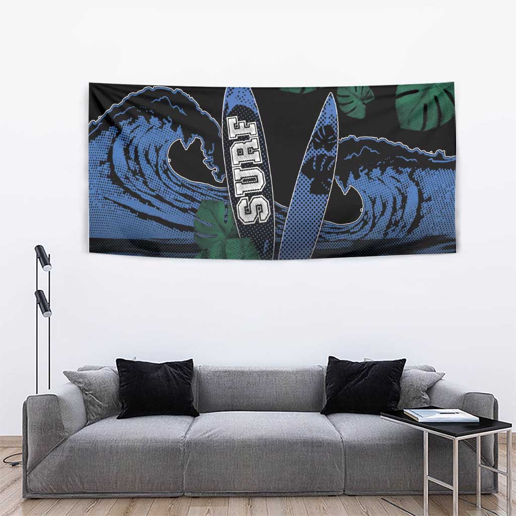 Surfing Tapestry Retro Waves Dot Halftone