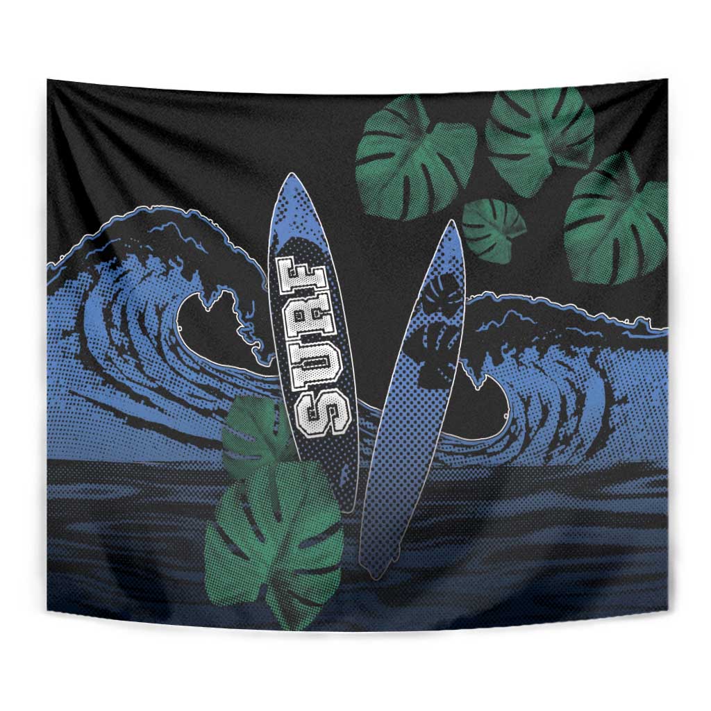 Surfing Tapestry Retro Waves Dot Halftone