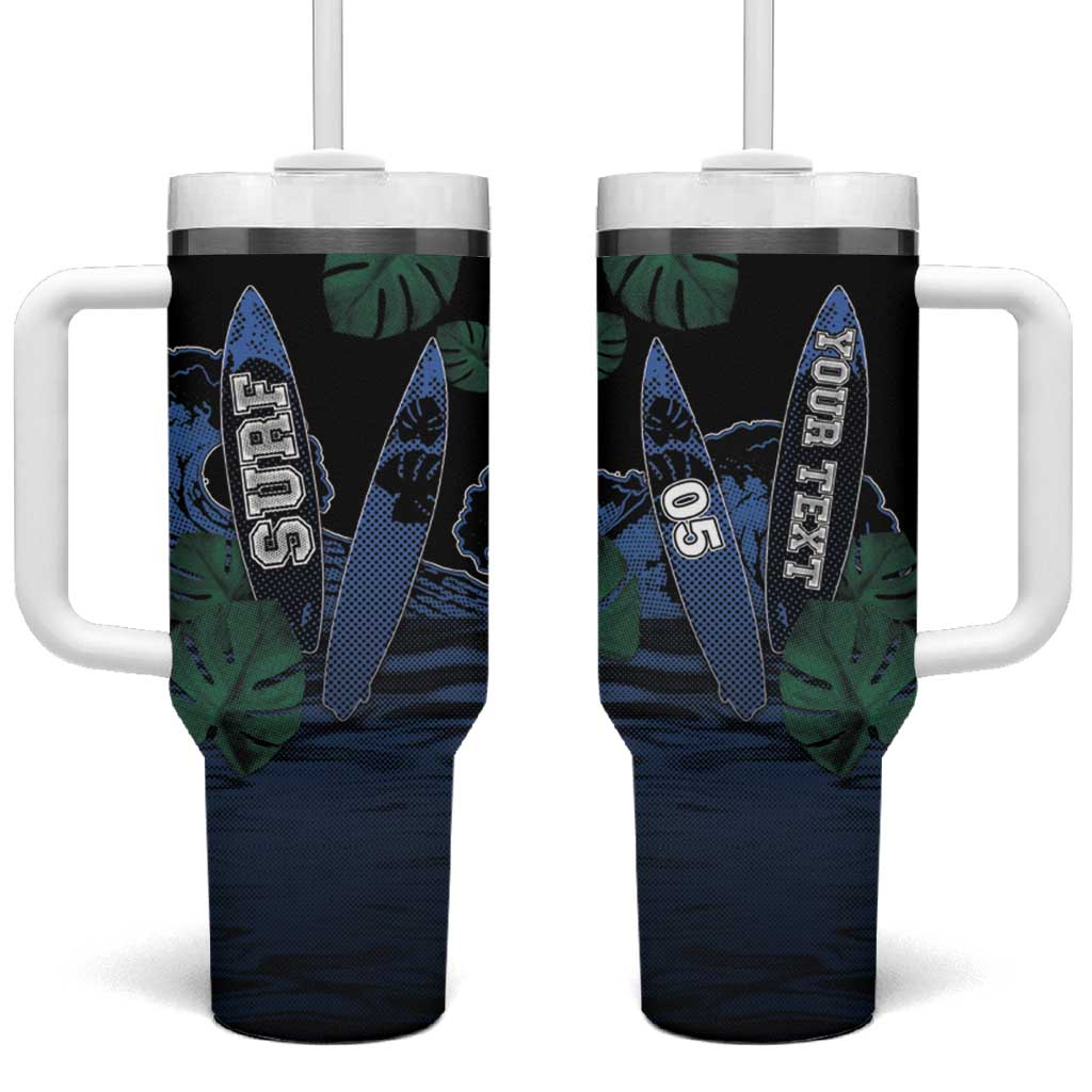 Custom Surfing Tumbler With Handle Retro Waves Dot Halftone