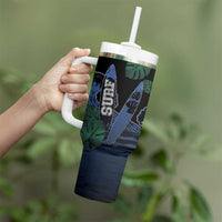 Custom Surfing Tumbler With Handle Retro Waves Dot Halftone