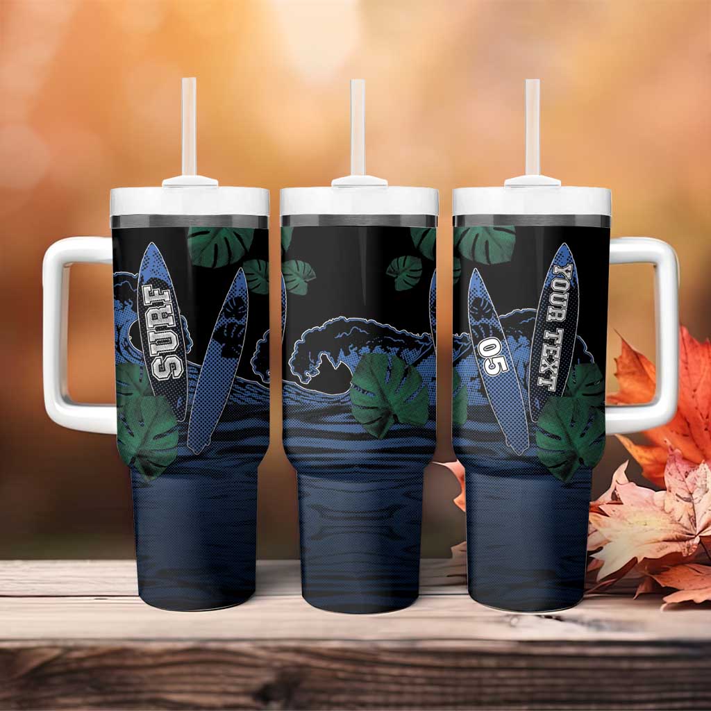 Custom Surfing Tumbler With Handle Retro Waves Dot Halftone