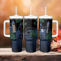 Custom Surfing Tumbler With Handle Retro Waves Dot Halftone