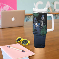 Custom Surfing Tumbler With Handle Retro Waves Dot Halftone