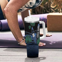 Custom Surfing Tumbler With Handle Retro Waves Dot Halftone
