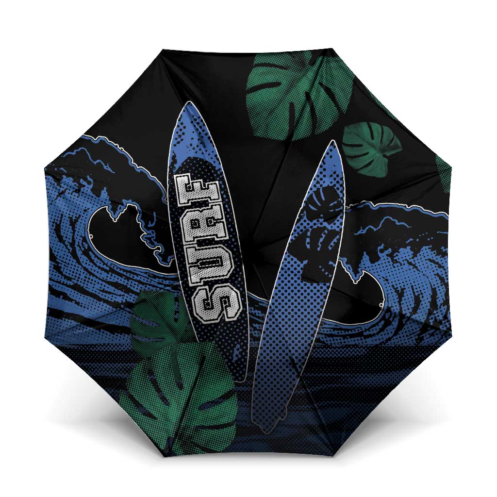 Surfing Umbrella Retro Waves Dot Halftone