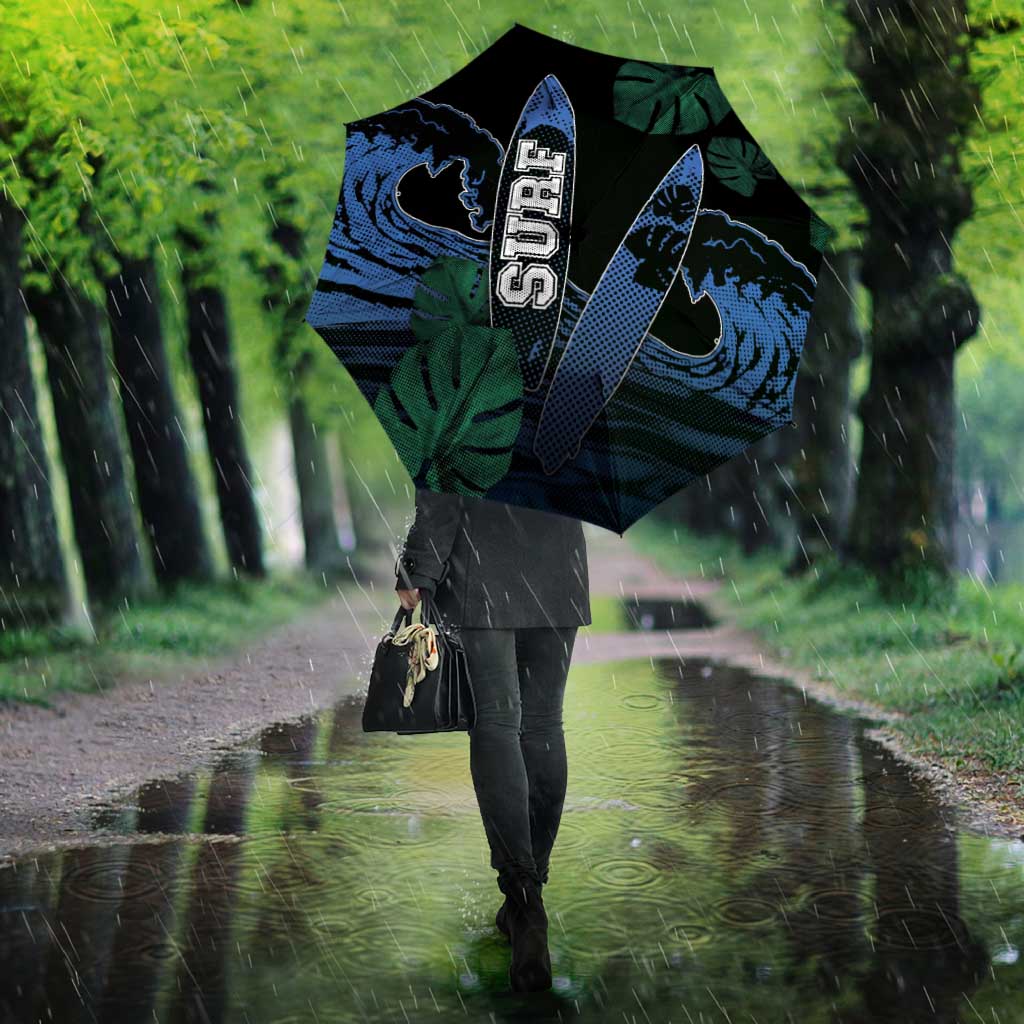 Surfing Umbrella Retro Waves Dot Halftone