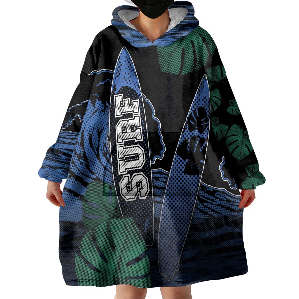 Custom Surfing Wearable Blanket Hoodie Retro Waves Dot Halftone