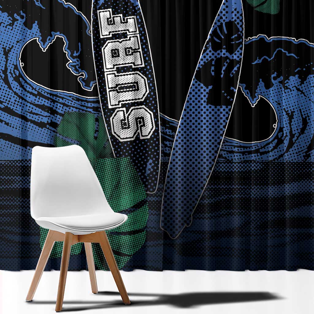 Surfing Window Curtain Retro Waves Dot Halftone