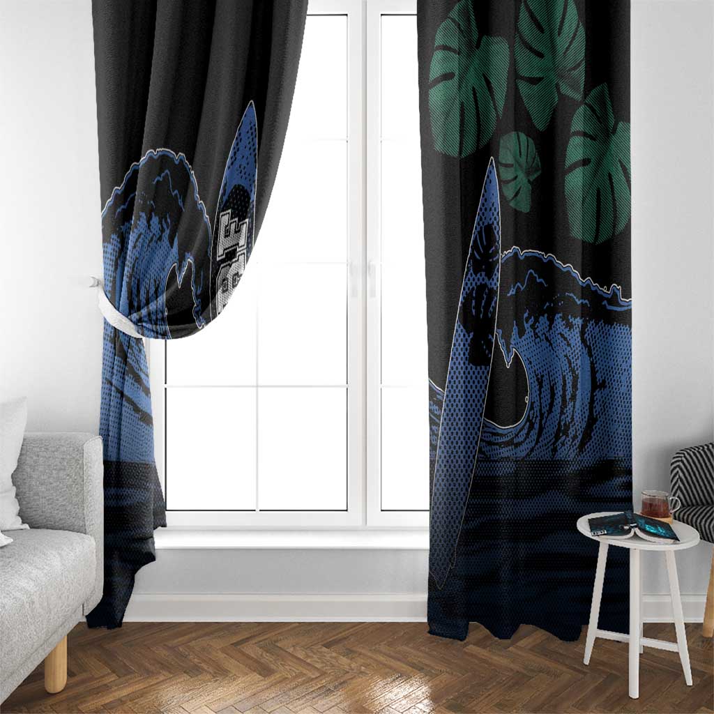 Surfing Window Curtain Retro Waves Dot Halftone