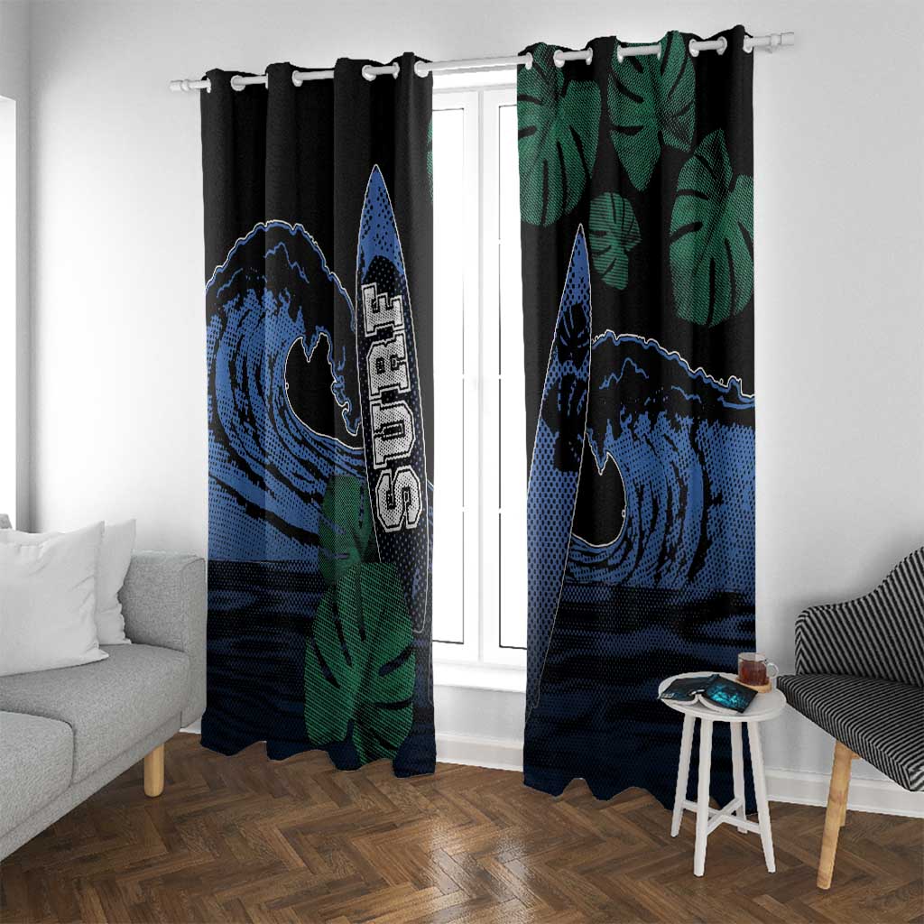 Surfing Window Curtain Retro Waves Dot Halftone