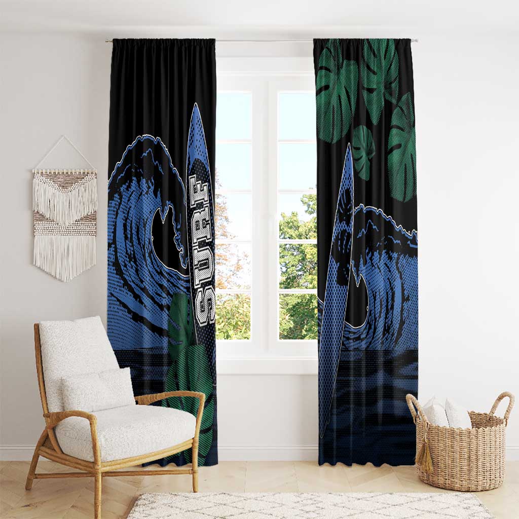 Surfing Window Curtain Retro Waves Dot Halftone