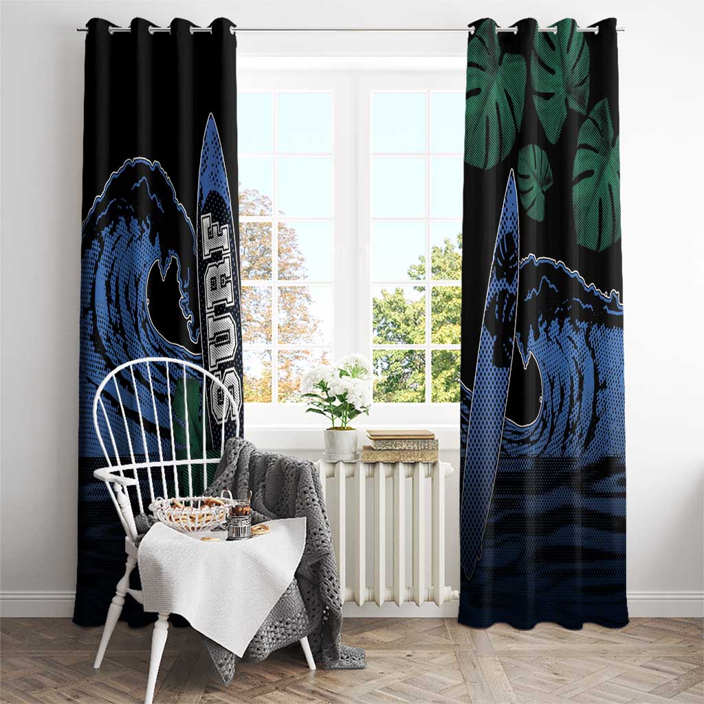 Surfing Window Curtain Retro Waves Dot Halftone