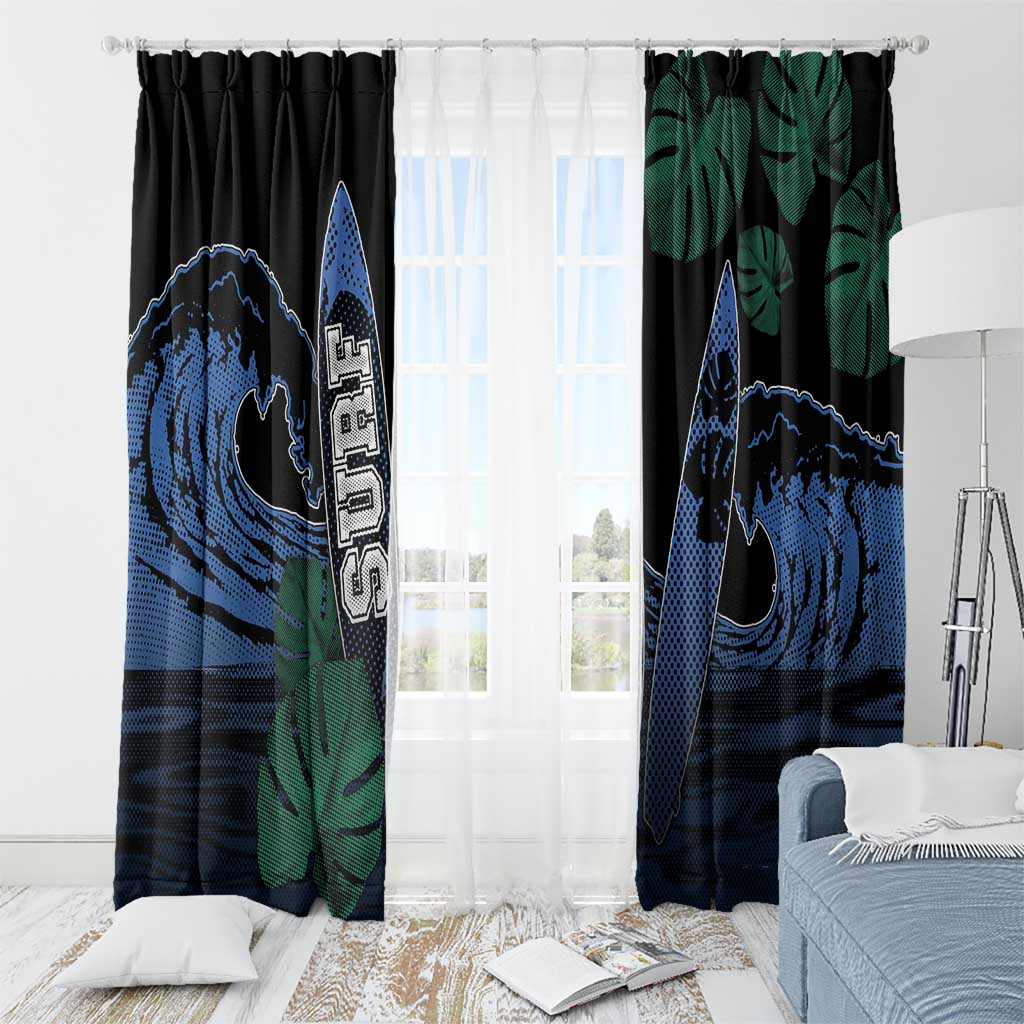 Surfing Window Curtain Retro Waves Dot Halftone