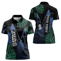 Custom Surfing Women Polo Shirt Retro Waves Dot Halftone
