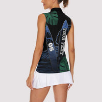 Custom Surfing Women Sleeveless Polo Shirt Retro Waves Dot Halftone
