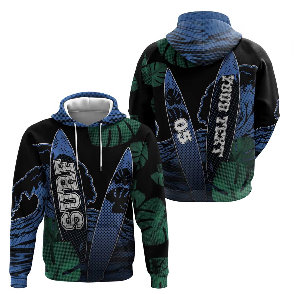 Custom Surfing Zip Hoodie Retro Waves Dot Halftone