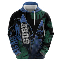 Custom Surfing Zip Hoodie Retro Waves Dot Halftone