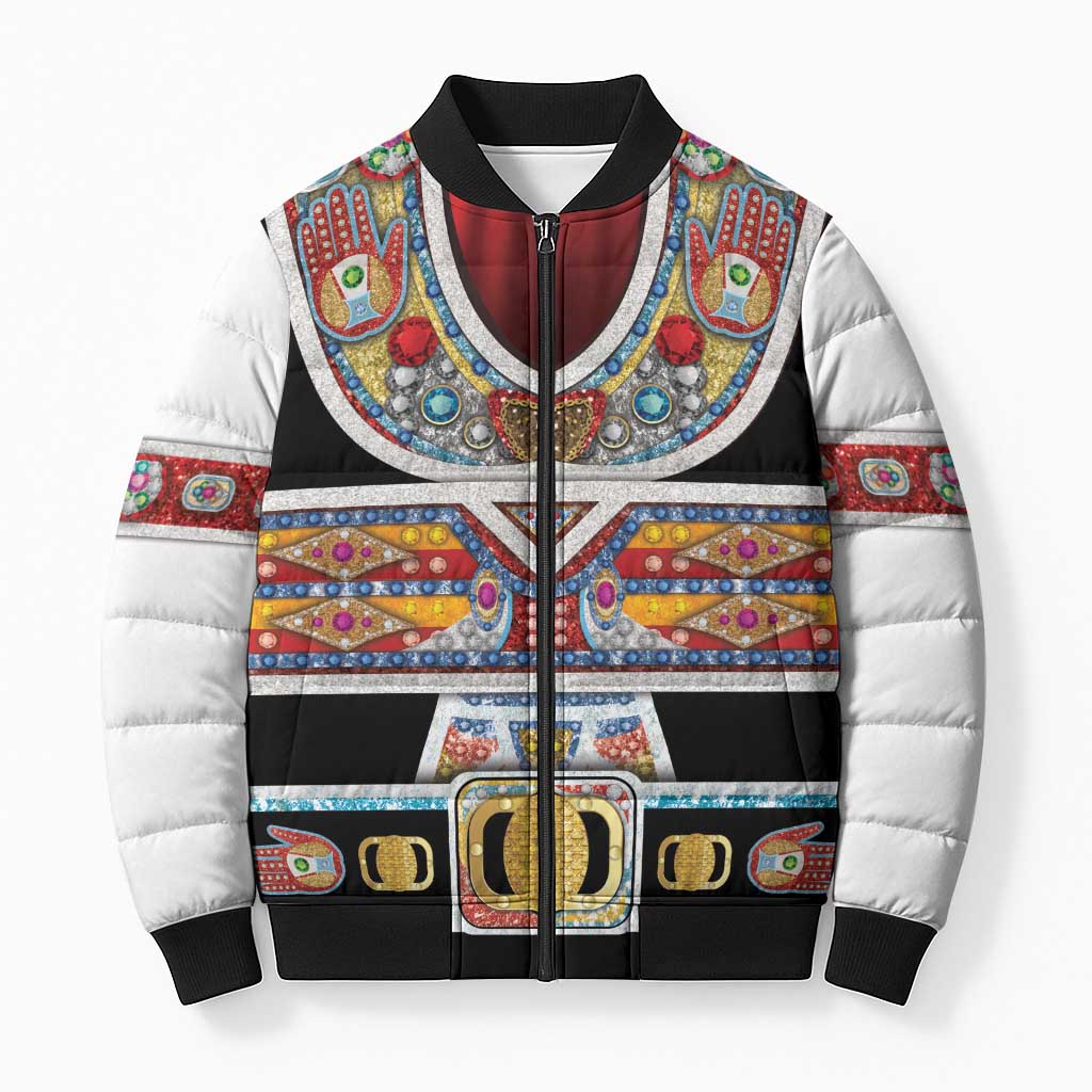 Vintage Rock Star Costume Bomber Puffer Jacket Rhinestone Inspired Glam Rock Stage Outfit