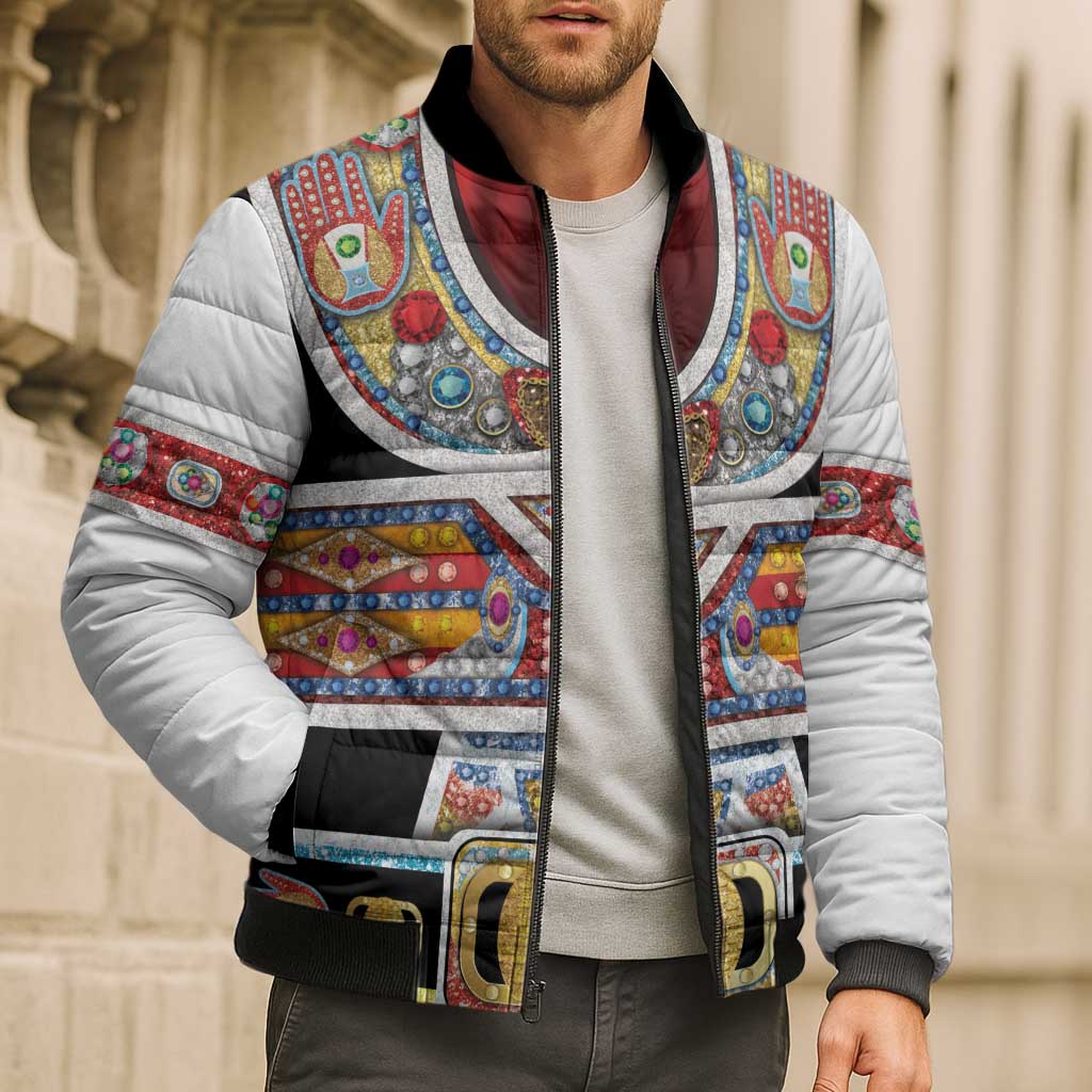 Vintage Rock Star Costume Bomber Puffer Jacket Rhinestone Inspired Glam Rock Stage Outfit