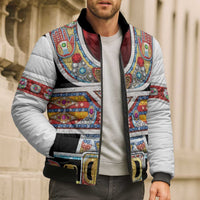 Vintage Rock Star Costume Bomber Puffer Jacket Rhinestone Inspired Glam Rock Stage Outfit
