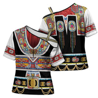 Vintage Rock Star Costume Cross Shoulder Shirt Rhinestone Inspired Glam Rock Stage Outfit