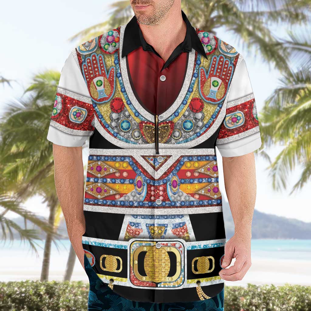 Vintage Rock Star Costume Hawaiian Shirt Rhinestone Inspired Glam Rock Stage Outfit