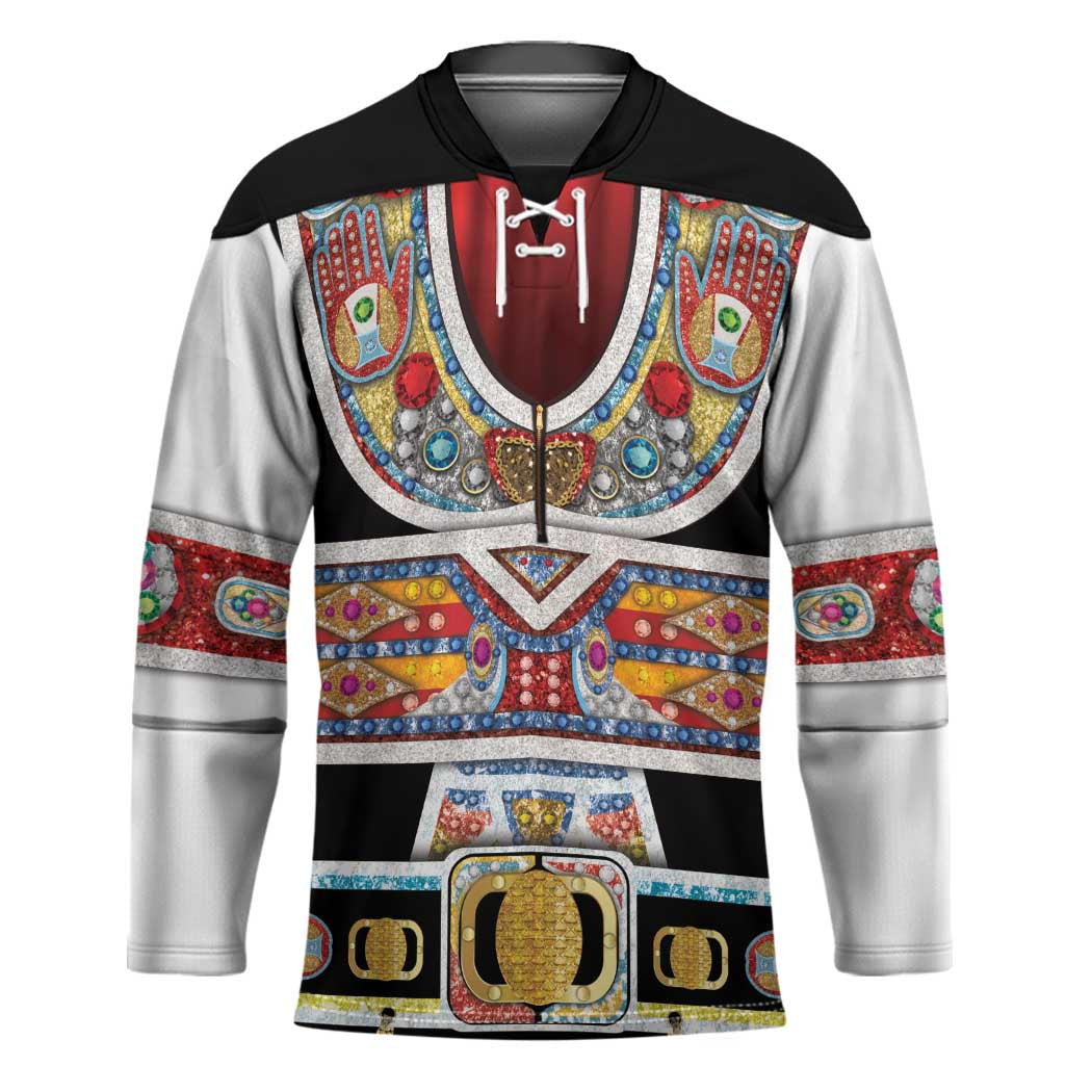 Vintage Rock Star Costume Hockey Jersey Rhinestone Inspired Glam Rock Stage Outfit