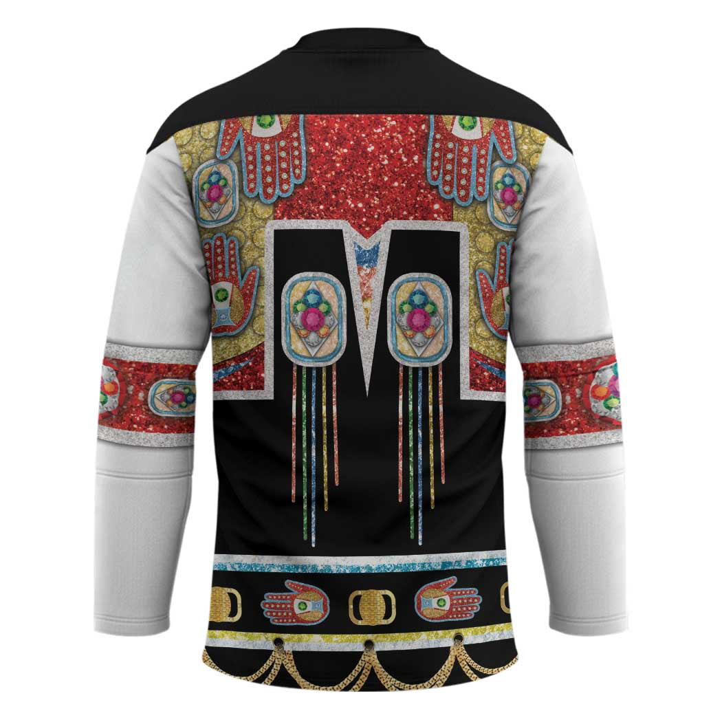 Vintage Rock Star Costume Hockey Jersey Rhinestone Inspired Glam Rock Stage Outfit