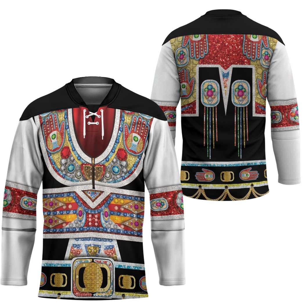 Vintage Rock Star Costume Hockey Jersey Rhinestone Inspired Glam Rock Stage Outfit