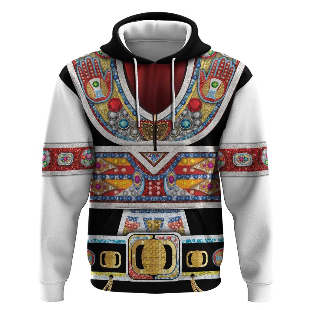 Vintage Rock Star Costume Hoodie Rhinestone Inspired Glam Rock Stage Outfit