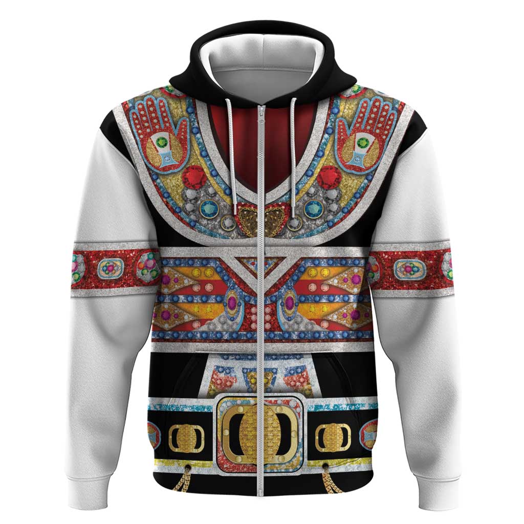 Vintage Rock Star Costume Hoodie Rhinestone Inspired Glam Rock Stage Outfit