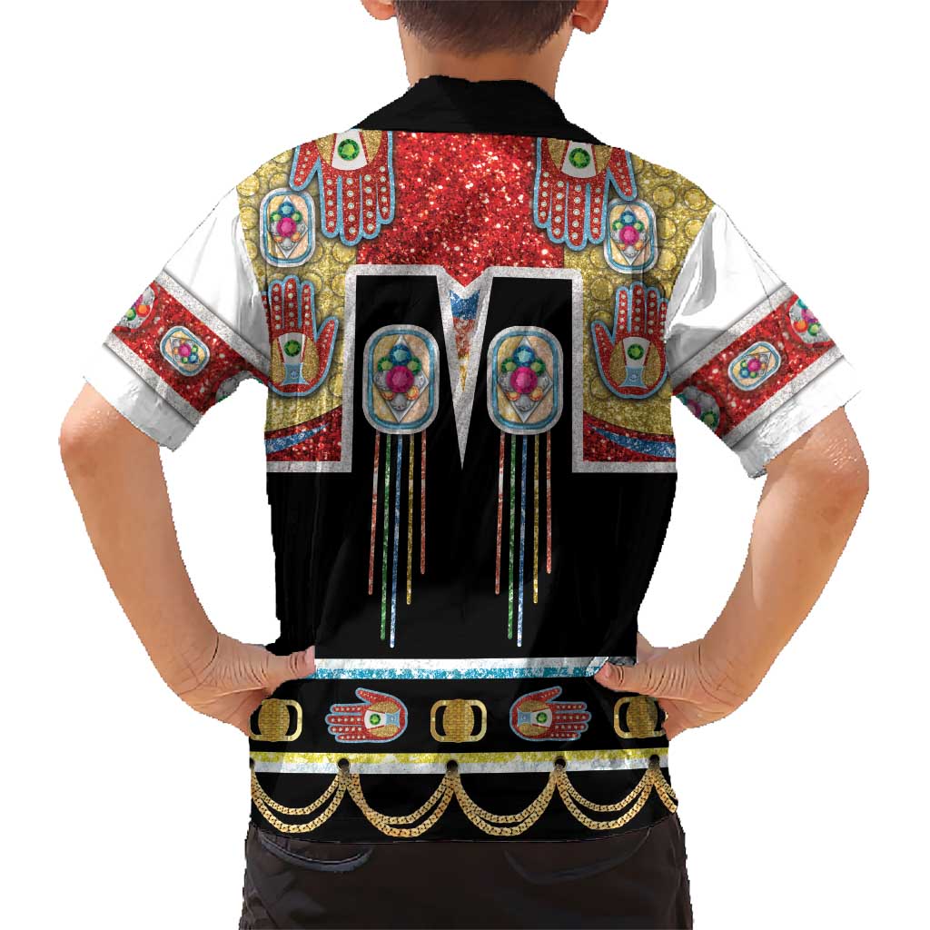 Vintage Rock Star Costume Kid Hawaiian Shirt Rhinestone Inspired Glam Rock Stage Outfit
