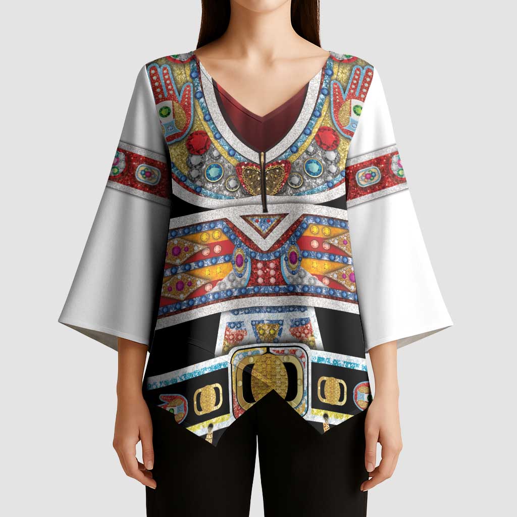 Vintage Rock Star Costume Kimono Sleeve Blouse Rhinestone Inspired Glam Rock Stage Outfit